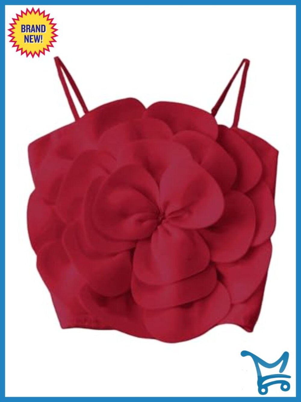 Women's Flower Applique Crop Top Sleeveless Adjustable Strap